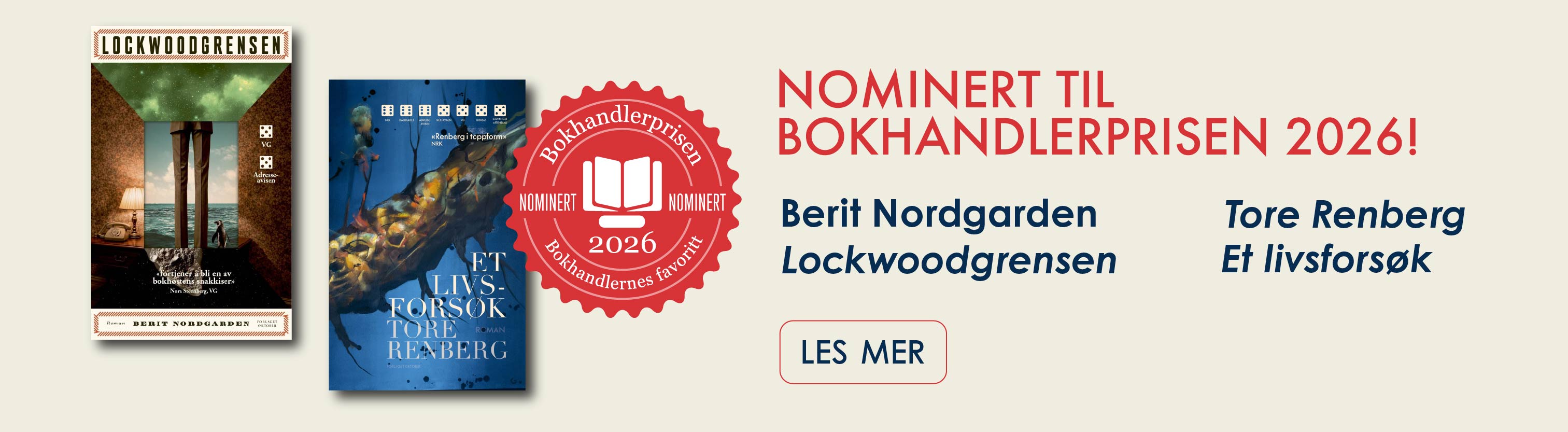 To Oktober-forfattere nominert til Bokhandlerprisen